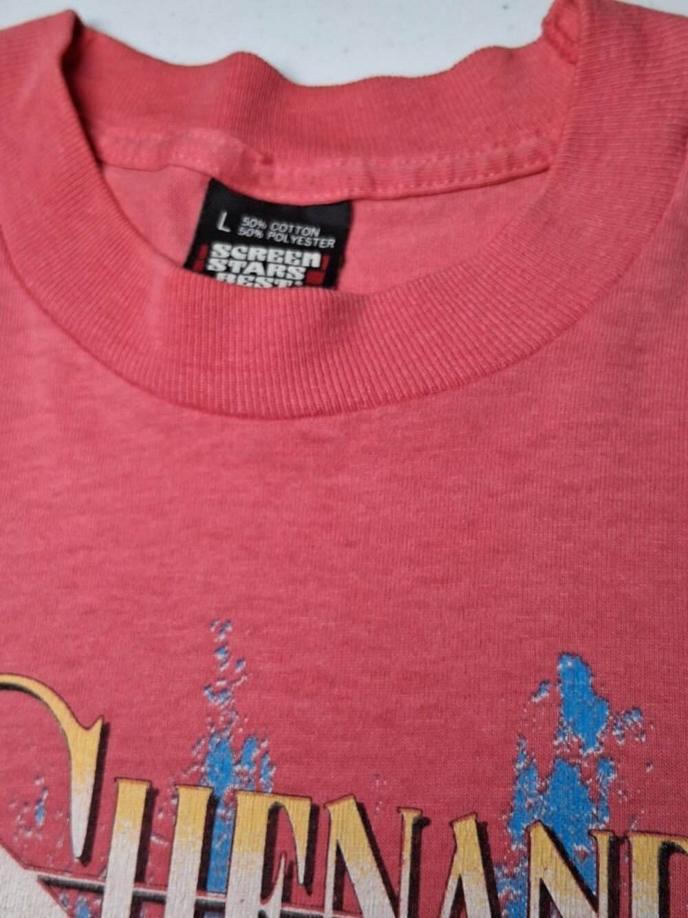Vintage Shenandoah Band Shirt L Pink Single Stitch Screen Stars Best USA On Tour - Picture 10 of 16